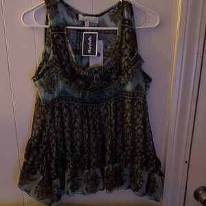 Solitare Blue and Brown Patterned Blouse